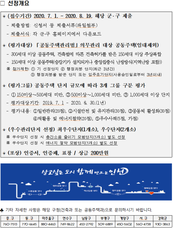 ‘2020년 공동주택 우수관리단지 선정’ 홍보문