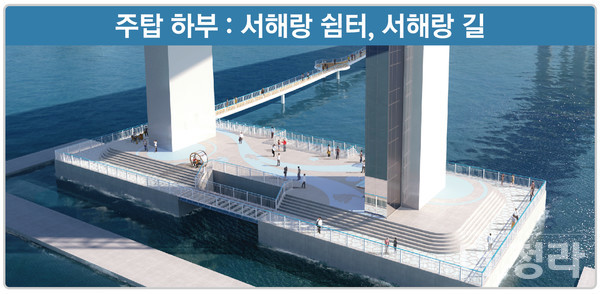 포스코건설 측이 제안한 주탑 하부 쉼터(자료=인천경제청)