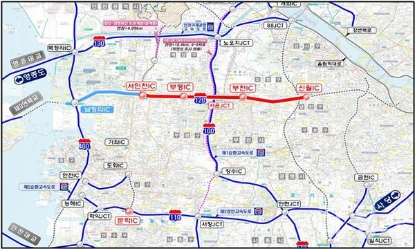 경인고속도로 지하화 구간(자료=인천시)